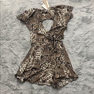 NWT Animal Print Romper: Open Back and Side Tie